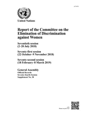 Report of the Committee on the Elimination of Discrimination against Women, Seventy-fourth Session