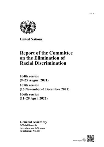 Report of the Committee on the Elimination of Racial Discrimination, Seventy-seventh Session