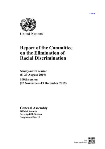 Report of the Committee on the Elimination of Racial Discrimination, Seventy-fifth Session