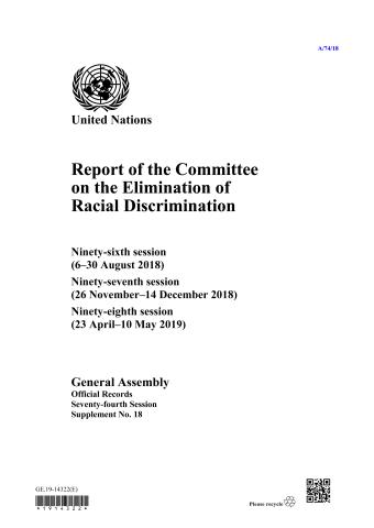 Report of the Committee on the Elimination of Racial Discrimination, Seventy-fourth Session