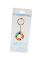 A picture of a SDG Wheel Keychain with packaging, front view