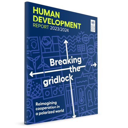 Cover of Human Development Report 2023/2024, from a corner view
